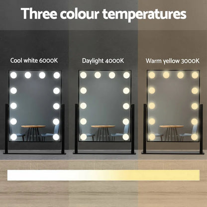 Embellir Makeup Mirror 30x48cm Hollywood Vanity with LED Light Rotation Tabletop - Image 3