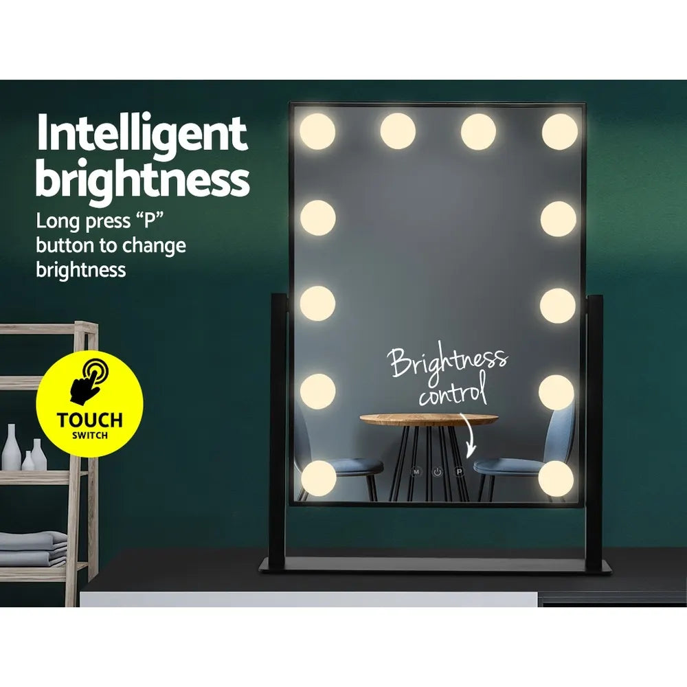 Embellir Makeup Mirror 30x48cm Hollywood Vanity with LED Light Rotation Tabletop - Image 4