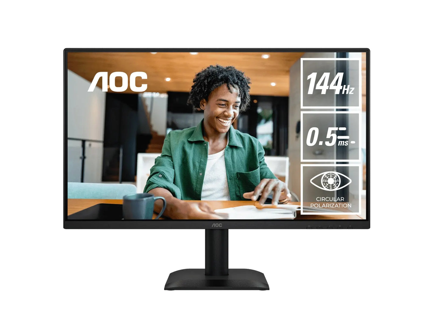 AOC 23.8' IPS, 1920×1080@144Hz, 4ms GtG, 300 cd/m², 1500:1, 178° VA, sRGB 112%, HDMI/DP, tilt -5°...