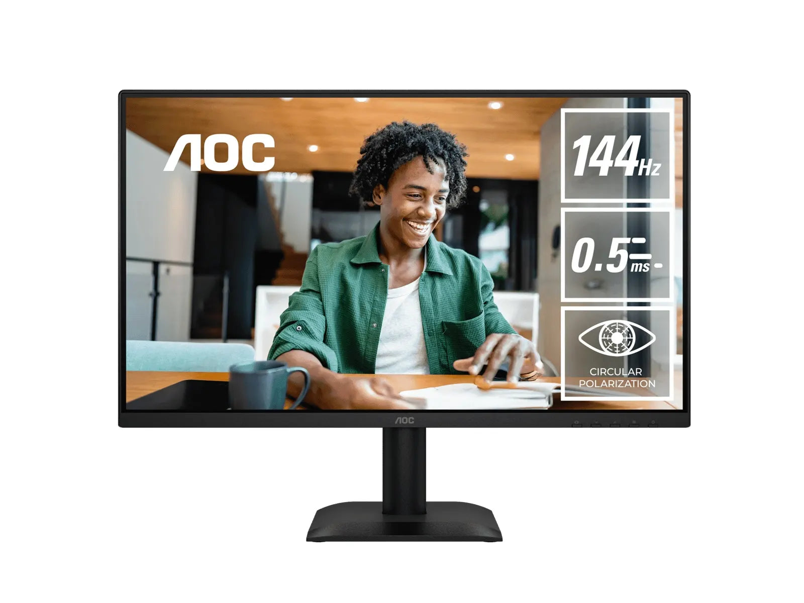 AOC 23.8' IPS, 1920×1080@144Hz, 4ms GtG, 300 cd/m², 1500:1, 178° VA, sRGB 112%, HDMI/DP, tilt -5°...