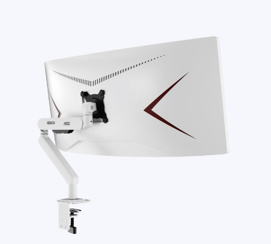 (LS)AOC AM406W White Desk-mount monitor arm with Alloy Structure. Mechanical Spring. Full Range M...