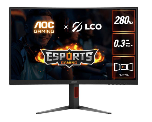 AOC 27' Curved 0.3ms 280Hz,1920 × 1080 (FHD) , Adaptive Sync, HDR10, HDMI 2.0 × 1,DisplayPort 1.4...
