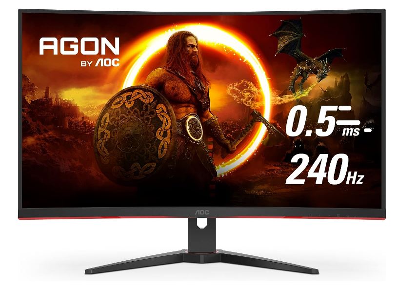 AOC 31.5' Curved Monitor (C32G2ZE) – FHD 240Hz VA, 0.5ms, 1500R curve, 123% sRGB, DP 1.2, HDMI 2.... - Image 2