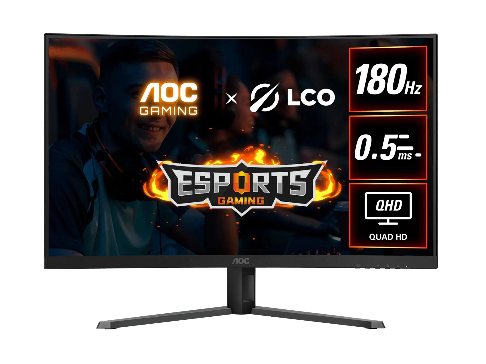 AOC 31.5' QHD Curved Monitor (CQ32G4E) – 180Hz VA, 0.5ms MPRT, 1500R curve, 121% sRGB, DP 1.4, HD...