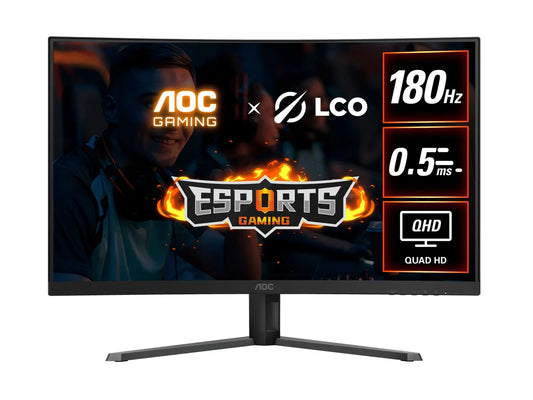 AOC 31.5' QHD Curved Monitor (CQ32G4E) – 180Hz VA, 0.5ms MPRT, 1500R curve, 121% sRGB, DP 1.4, HD...