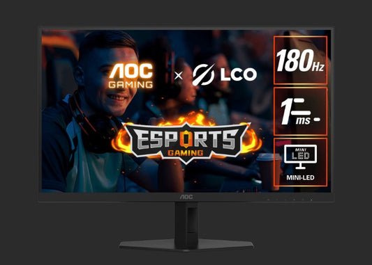 AOC 27' QD-MiniLED Monitor – QHD 180Hz, 1ms, 5000:1 contrast, 1200 nits peak HDR, Quantum Dot VA,...
