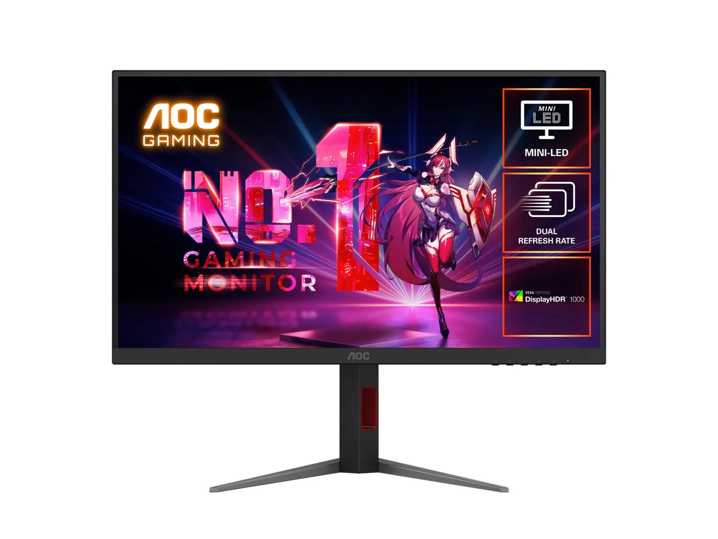 AOC 27' Mini-LED Gaming Monitor – 4K@160Hz / FHD@320Hz, 1ms GtG, 1152-zone Mini-LED, VESA mount,...
