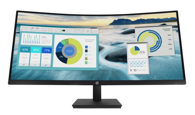 HP P34hc G4 34' WQHD 4K CURVED 21:9 3440x1440 Height Adjust Tilt USB-C (65W PD) DP HDMI Speakers...