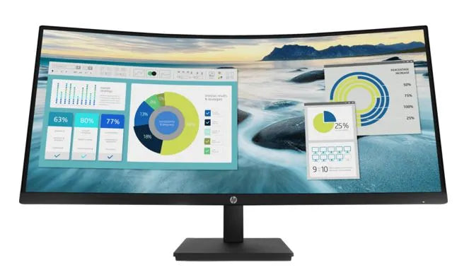 HP P34hc G4 34' WQHD 4K CURVED 21:9 3440x1440 Height Adjust Tilt USB-C (65W PD) DP HDMI Speakers...