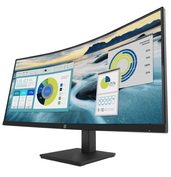 HP P34hc G4 34' WQHD 4K CURVED 21:9 3440x1440 Height Adjust Tilt USB-C (65W PD) DP HDMI Speakers... - Image 2