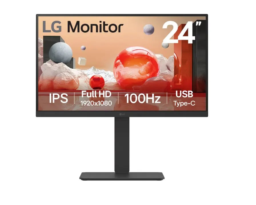 LG 24' Full HD IPS 100Hz Monitor, 1920x1080, Built-in PowerSpeaker, USB-C 65W PD, RJ45, sRGB 99%,...