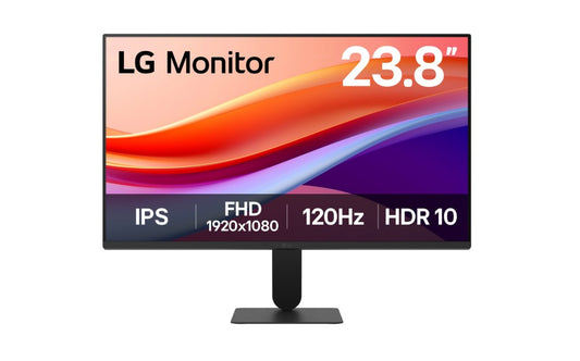 LG 23.8' IPS Full HD Monitor, 1920x1080, 120Hz refresh rate, 5ms response, sRGB 99%, HDR10, and 1...