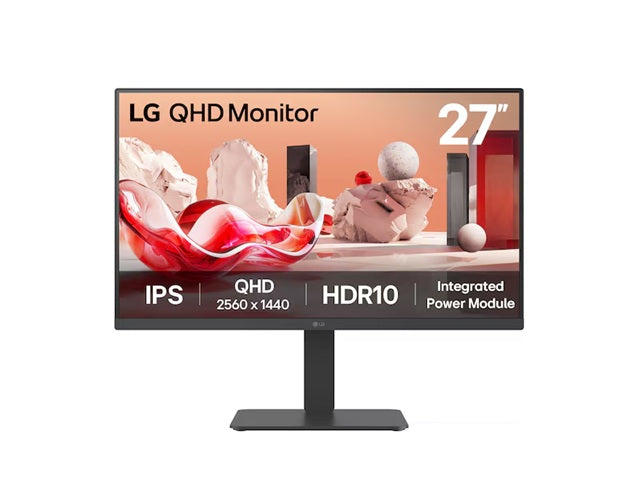 LG 27' QHD IPS Monitor, 2560x1440, HDR10, 99% sRGB, 75 Hz, integrated power, adjustable stand (ti...