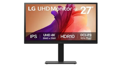 LG 27' IPS UHD 4K Monitor with 90% DCI-P3 and HDR10 support, 3840x2160, 300 nits, 5ms, Height/Piv...