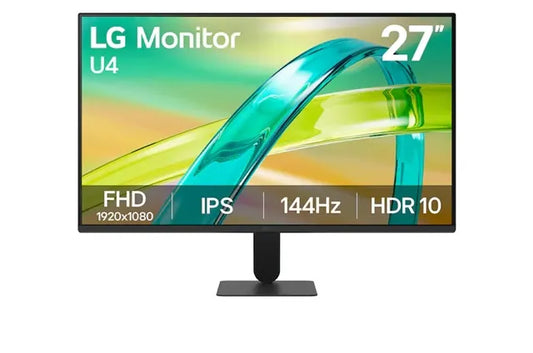 LG 27' IPS Full HD 144Hz Monitor, 1920x1080, sRGB 99%, 1ms MBR, HDR10, 16: 9, HDMI, VGA, Tilt Sta...