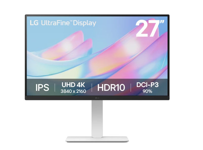 LG 27' 4K UHD UltraFine™ IPS Monitor with HDR10, DCI-P3 90%, 300 nits, USB-C, 3840×2160 resolutio...