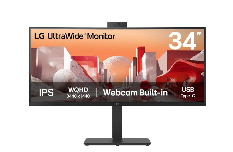 LG 34' UltraWide QHD Curved IPS Monitor with 3440x1440 resolution, sRGB 99%, HDR10, USB-C PD 90W,...