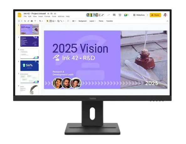 LENOVO ThinkVision E27Q-40 27' 100Hz QHD IPS Monitor 2K 2560x1440 16:9 4ms Tilt Swivel Pivot Heig...