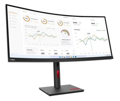 LENOVO ThinkVision T34w-30 34' WQHD Monitor 1500R Curve 4K 3440x1440 21:9 Height Adjustable Tilt and Swivel DP HDMI USB-C input LAN 4xUSB3.2 Hub 3yr