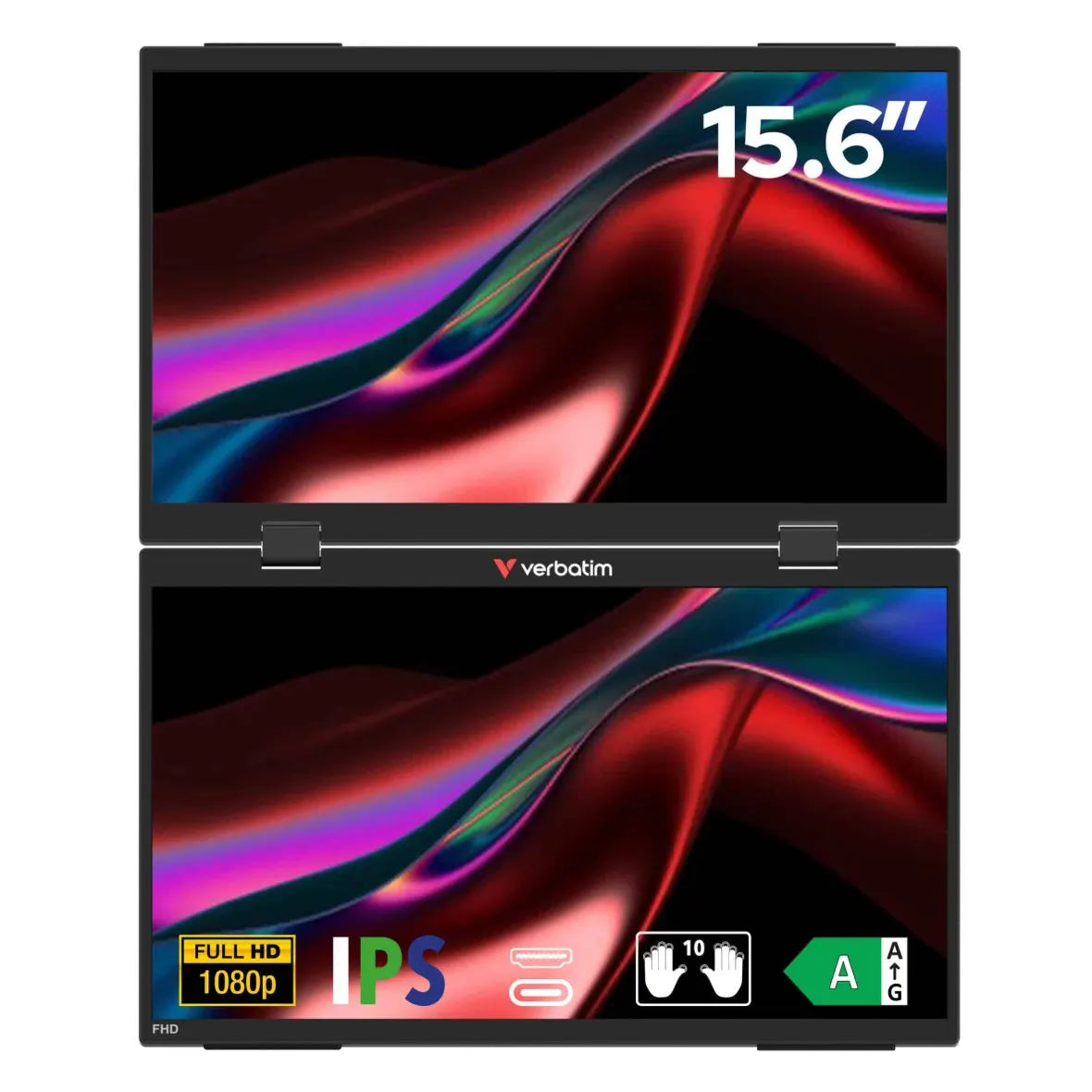 Verbatim 15.6' USB-C Full HD 1080p Dual Portable Monitor, HDMI, IPS - Monitors