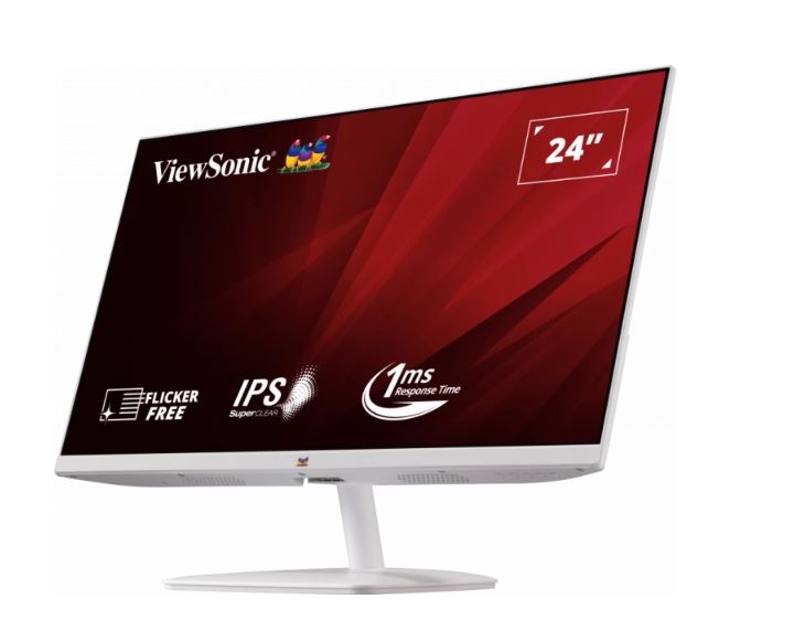 ViewSonic 24' Office Ultra Thin SuperClear IPS, 4ms 100hz, FHD, HDMI, VGA, 3.5 Audio, Multi-View, Eye Care, VESA 75m, Slim, 2432-H-W White Monitor (LS
