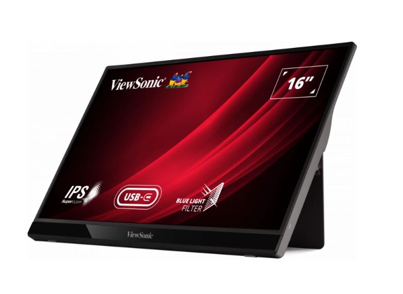 ViewSonic 16' VG1655 2x Type-C, IPS FHD, 3.5mm Audio, mHDMI x 1, Busines, Durable Laptop Desktop Extension, 2x speaker 1KG Ultra Portable Monitor. Mac