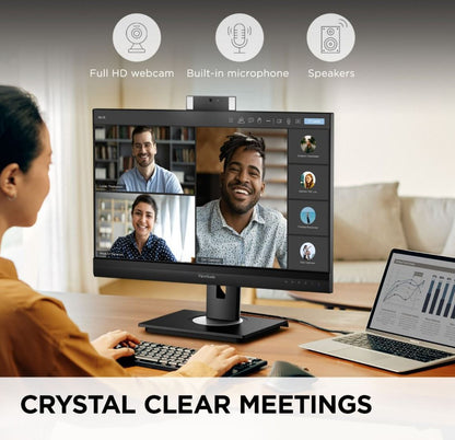 ViewSonic 27' Webcam w/ 2 way Noise reduction, IPS 2K QHD, USB-C 90W, Docking. HDMI, DP, RJ45, Advance Replacement, Business Monitor