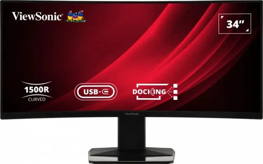 ViewSonic 34' Curved Docking Monitor with KVM Switch – 3440×1440 VA, 1500R, 120Hz, HDR10, USB-C 6...