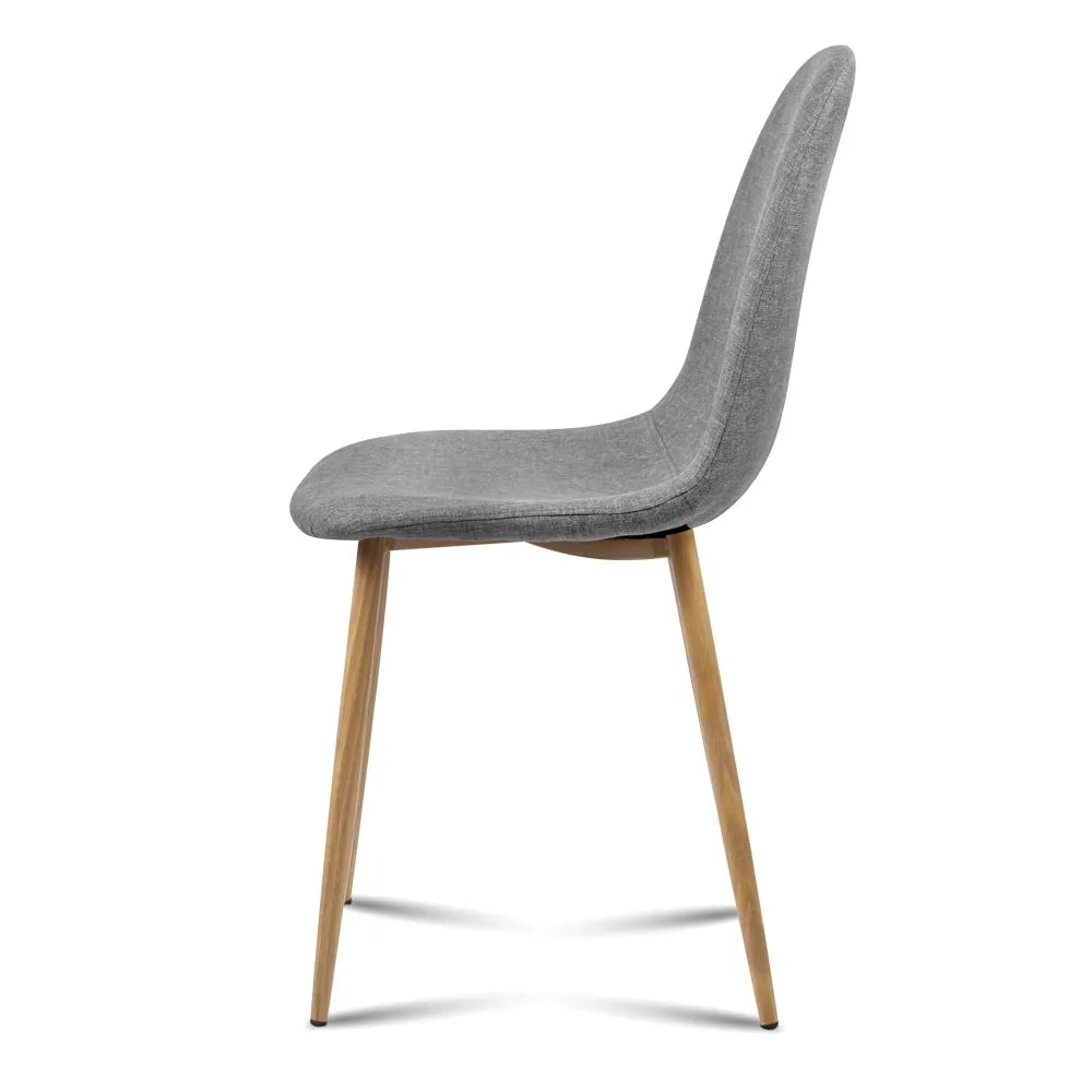Artiss Dining Chairs Set of 4 Linen Curved Slope Grey - Image 4