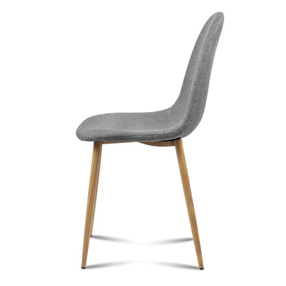 Artiss Dining Chairs Set of 4 Linen Curved Slope Grey - Image 4