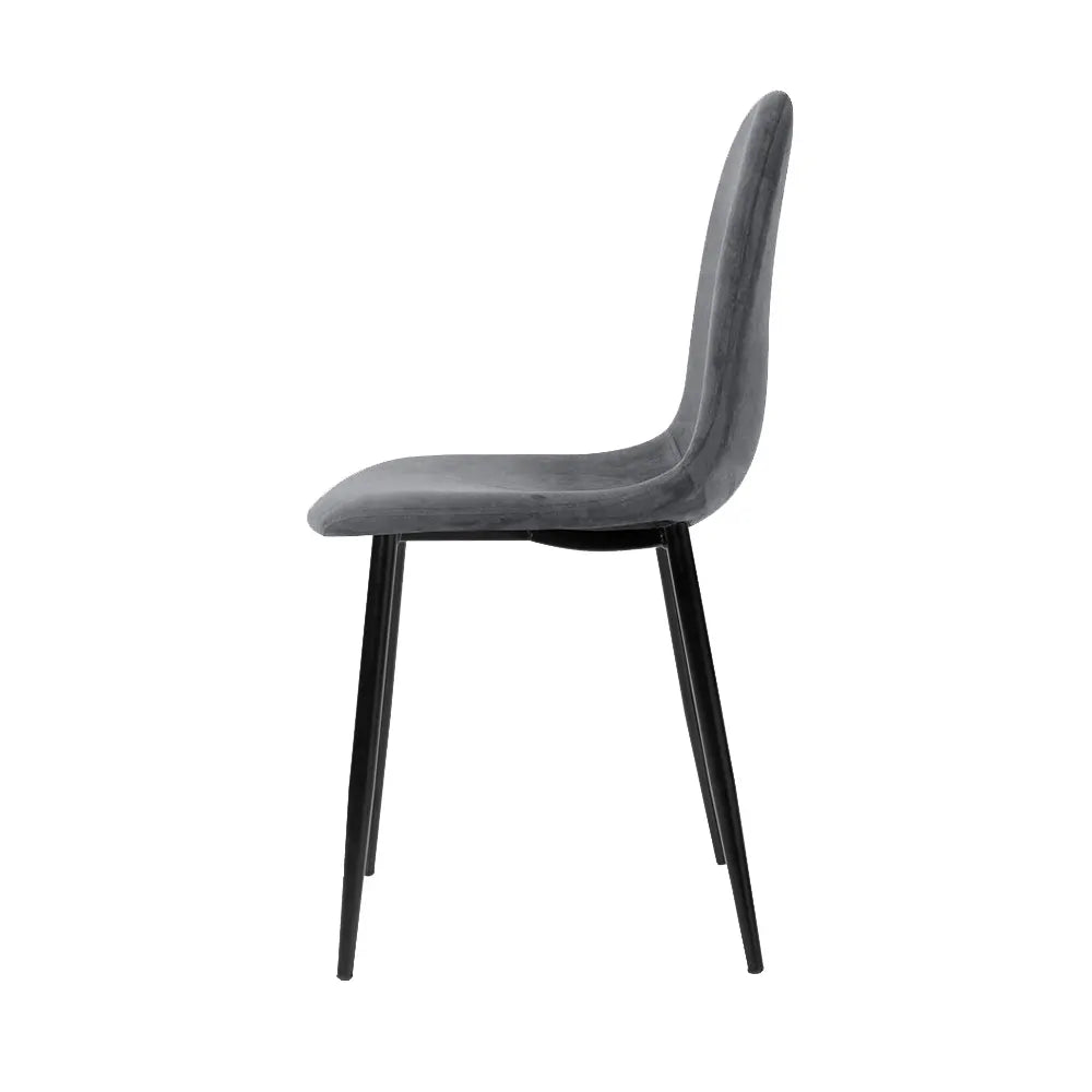 Artiss Dining Chairs Set of 4 Velvet Curved Slope Grey - Image 4