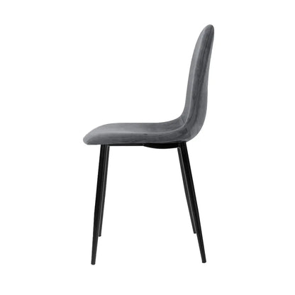 Artiss Dining Chairs Set of 4 Velvet Curved Slope Grey - Image 4
