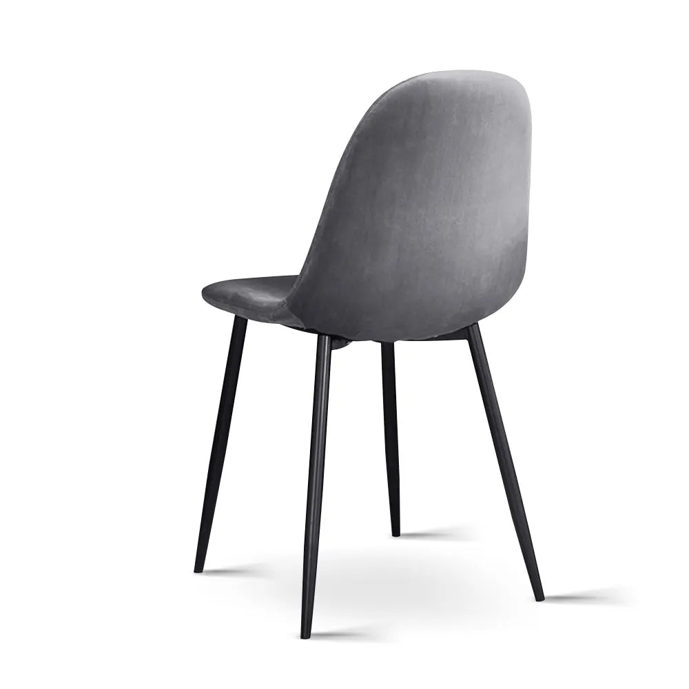 Artiss Dining Chairs Set of 4 Velvet Curved Slope Grey - Image 5