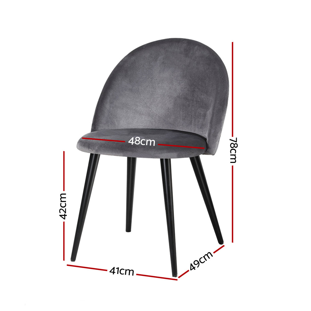 Artiss Dining Chairs Set of 4 Velvet Solid Curved Dark Grey - Image 2