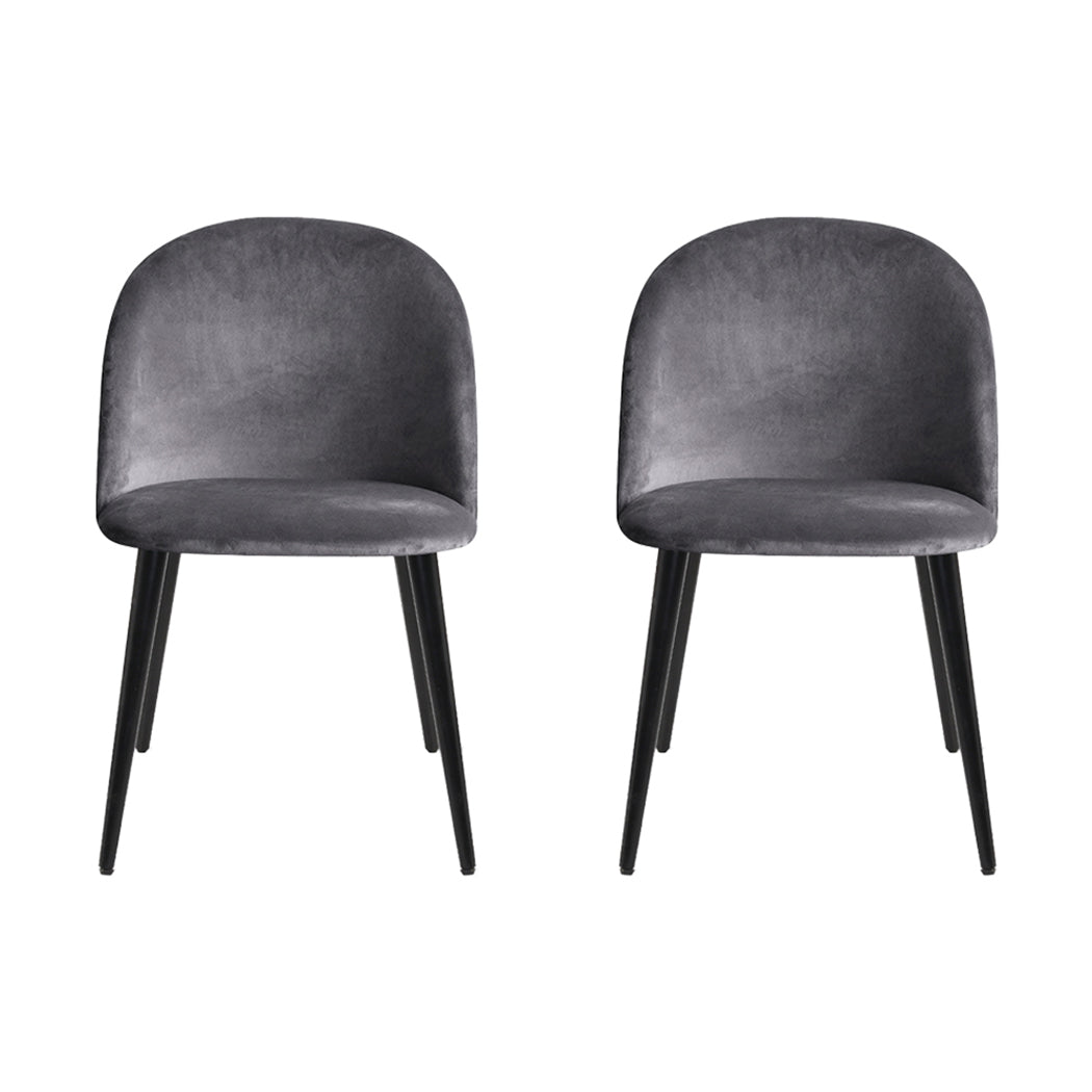 Artiss Dining Chairs Set of 4 Velvet Solid Curved Dark Grey - Image 3