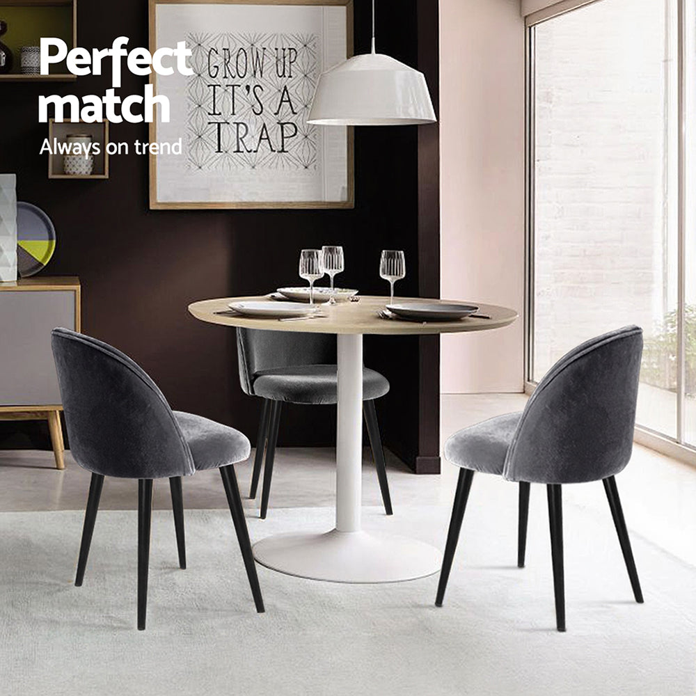 Artiss Dining Chairs Set of 4 Velvet Solid Curved Dark Grey - Image 6