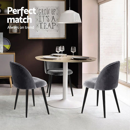 Artiss Dining Chairs Set of 4 Velvet Solid Curved Dark Grey - Image 6