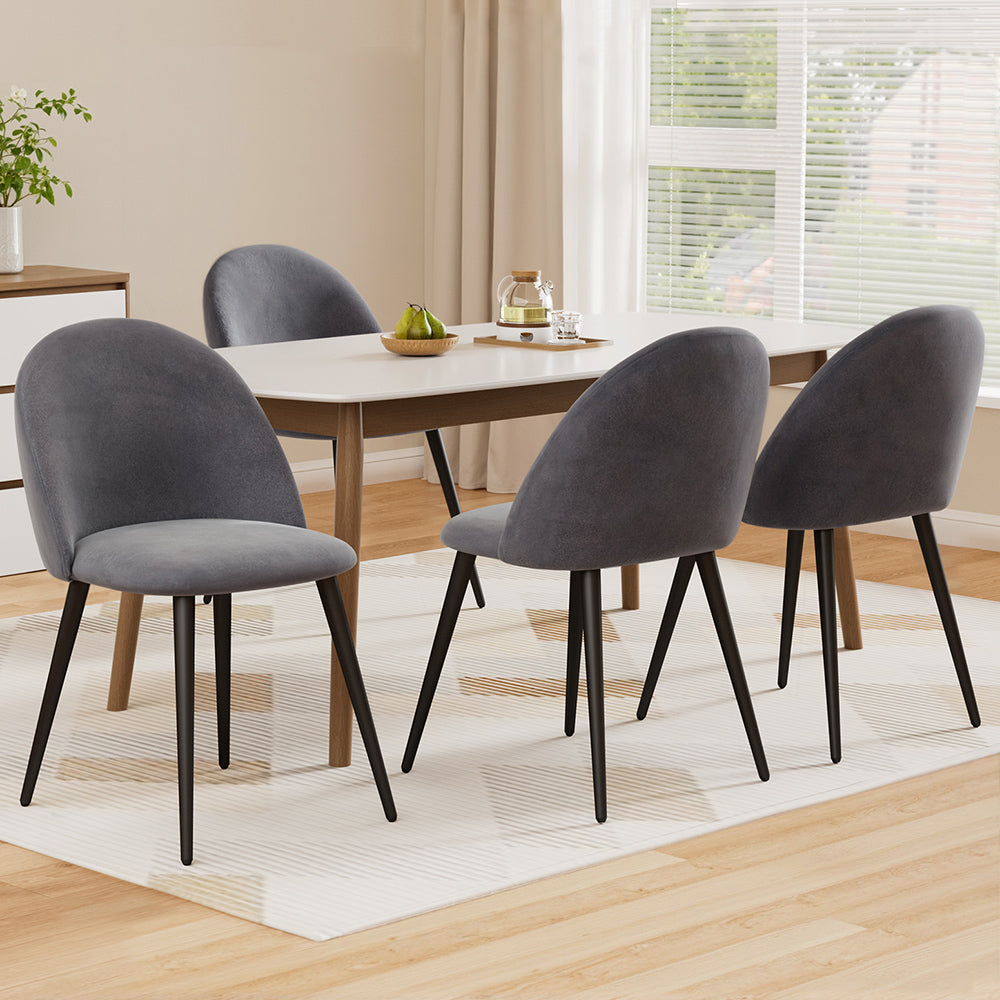 Artiss Dining Chairs Set of 4 Velvet Solid Curved Dark Grey - Image 7