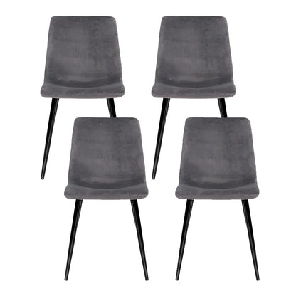 Artiss Dining Chairs Set of 4 Velvet Horizontal Slope Grey - Image 3