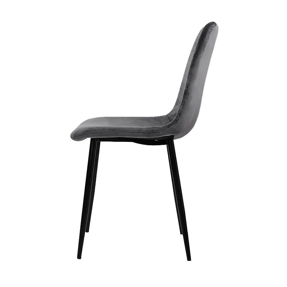 Artiss Dining Chairs Set of 4 Velvet Horizontal Slope Grey - Image 4