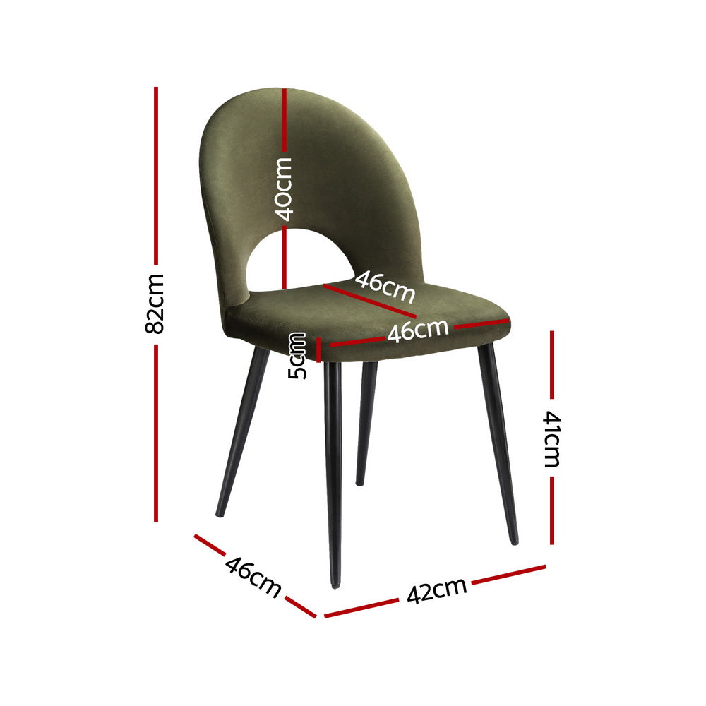Artiss Dining Chairs Set of 4 Velvet Hollow Green - Image 2