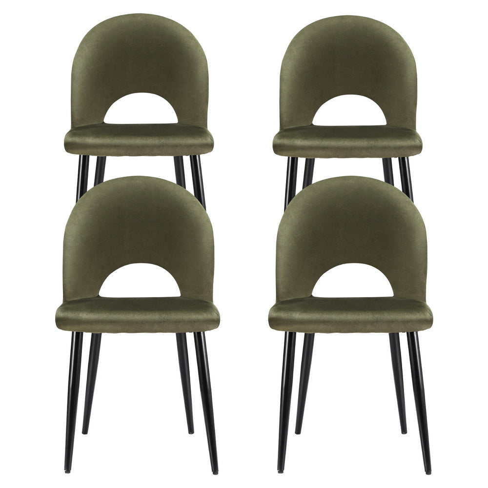 Artiss Dining Chairs Set of 4 Velvet Hollow Green - Image 3