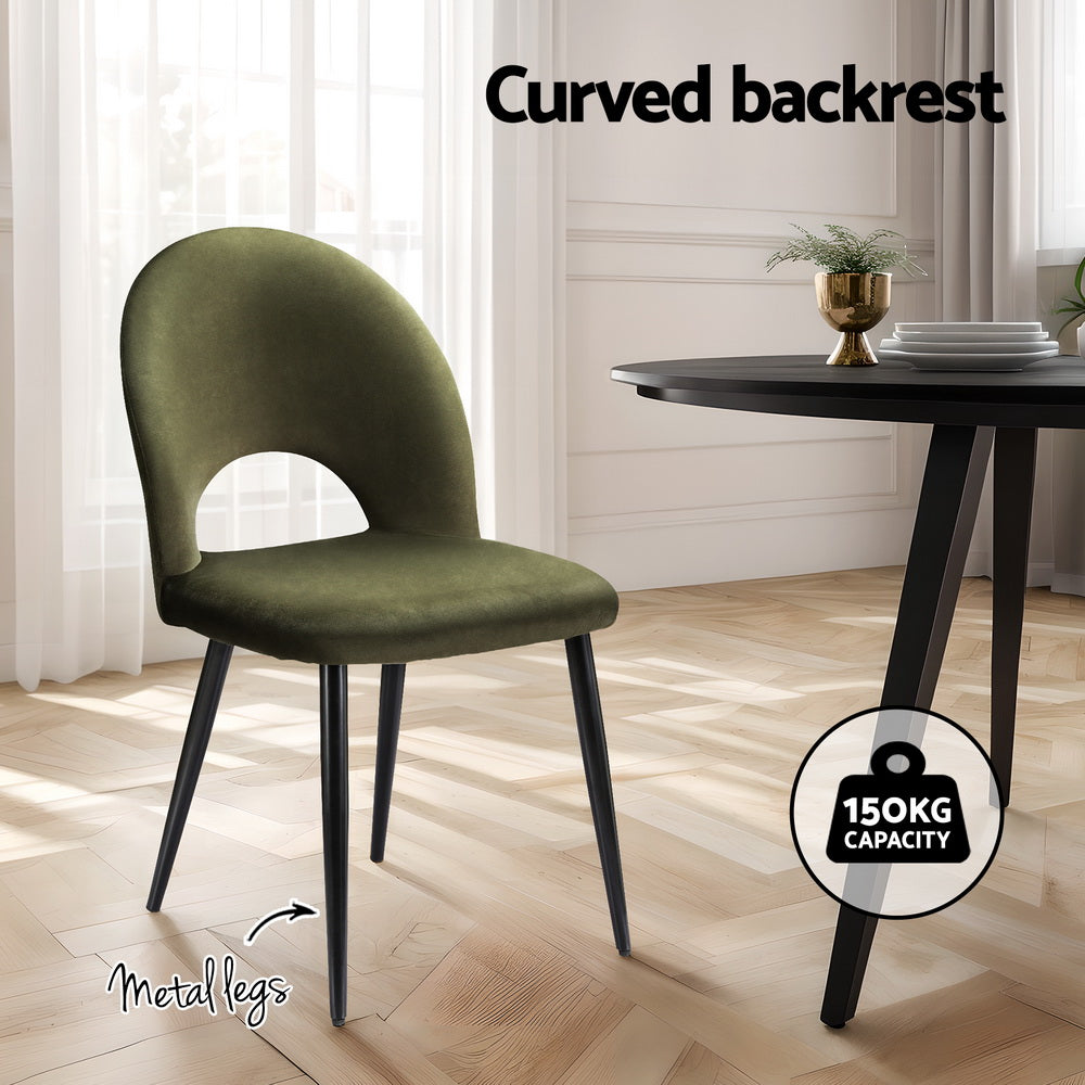Artiss Dining Chairs Set of 4 Velvet Hollow Green - Image 4