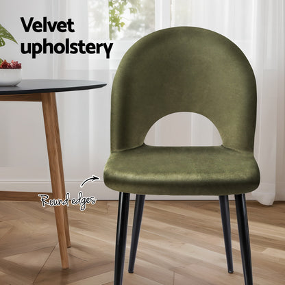 Artiss Dining Chairs Set of 4 Velvet Hollow Green - Image 5