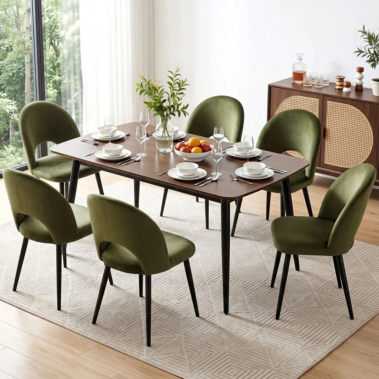 Artiss Dining Chairs Set of 6 Velvet Hollow Green - Image 4