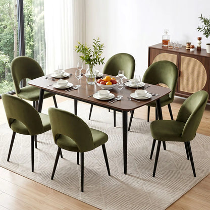 Artiss Dining Chairs Set of 6 Velvet Hollow Green - Image 4