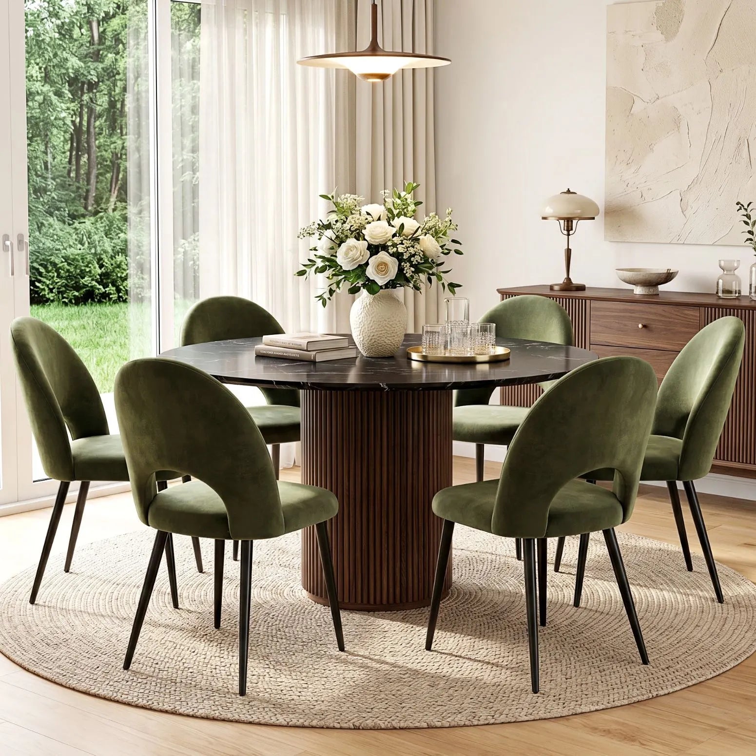 Artiss Dining Chairs Set of 6 Velvet Hollow Green - Image 5