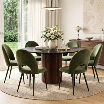 Artiss Dining Chairs Set of 6 Velvet Hollow Green - Image 5