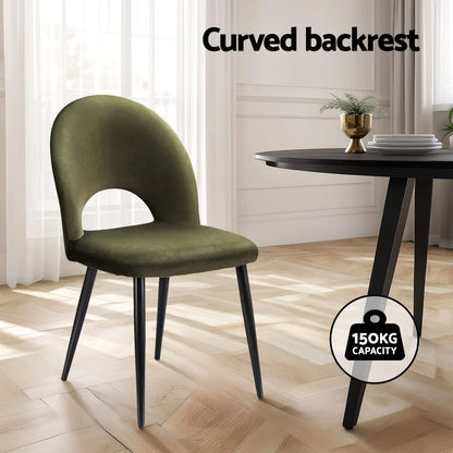 Artiss Dining Chairs Set of 6 Velvet Hollow Green - Image 6