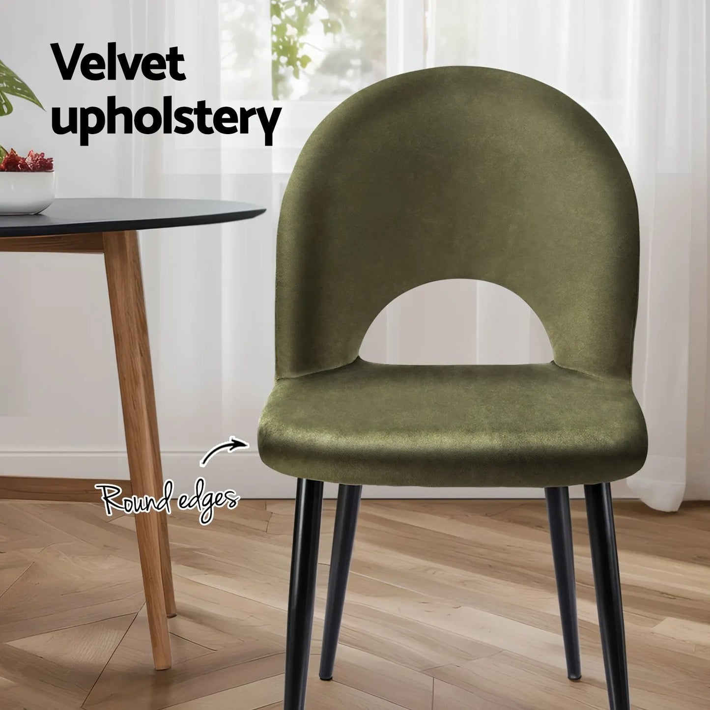 Artiss Dining Chairs Set of 6 Velvet Hollow Green - Image 7
